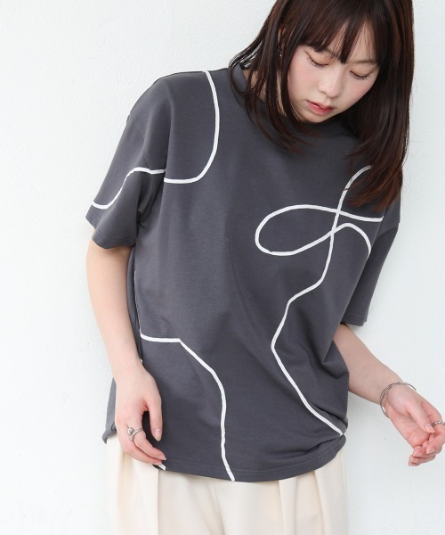 Bab(バブ)の「コード刺繍使いTシャツ(Tシャツ/カットソー・レディース・オフホワイト/グリーン/チャコールグレー・FREE)」の13枚目の写真