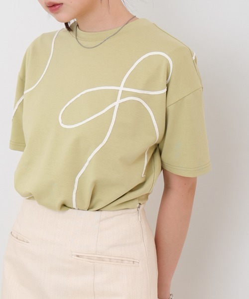 Bab(バブ)の「コード刺繍使いTシャツ(Tシャツ/カットソー・レディース・オフホワイト/グリーン/チャコールグレー・FREE)」の11枚目の写真