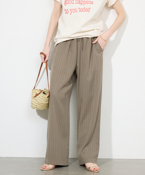 SLOBE IENA(スローブイエナ)の「《3サイズ展開/追加2》フィブリルストライプリラックスパンツ(その他パンツ・レディース・カーキ/ネイビー・36/40/38)」の5枚目の写真