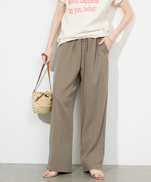 SLOBE IENA(スローブイエナ)の「《3サイズ展開/追加2》フィブリルストライプリラックスパンツ(その他パンツ・レディース・カーキ/ネイビー・36/40/38)」の6枚目の写真