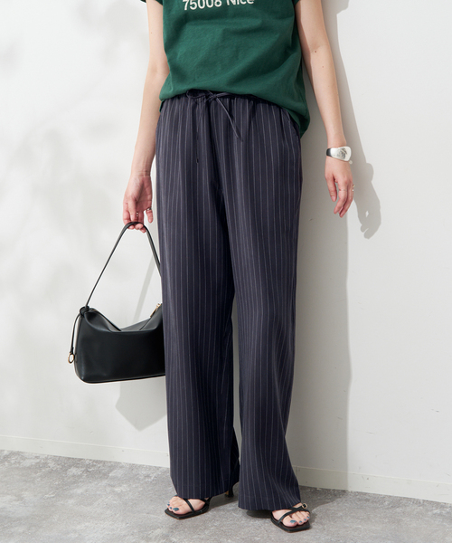 SLOBE IENA(スローブイエナ)の「《3サイズ展開/追加2》フィブリルストライプリラックスパンツ(その他パンツ・レディース・カーキ/ネイビー・36/40/38)」の13枚目の写真