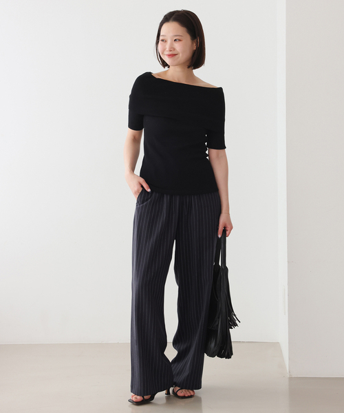 SLOBE IENA(スローブイエナ)の「《3サイズ展開/追加2》フィブリルストライプリラックスパンツ(その他パンツ・レディース・カーキ/ネイビー・36/40/38)」の19枚目の写真
