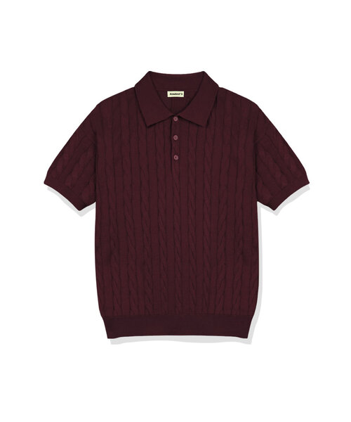ANEWBROS（アニュブロス）の「ハオンケーブルボタンカラー半袖ニット4カラー[ANSK_1001]（Tシャツ/カットソー・レディース・グリーン/バーガンディー/ネイビー/ブラック・LARGE/X-LARGE/SMALL/MEDIUM）」の4枚目の写真