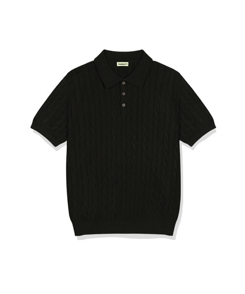 ANEWBROS（アニュブロス）の「ハオンケーブルボタンカラー半袖ニット4カラー[ANSK_1001]（Tシャツ/カットソー・レディース・グリーン/バーガンディー/ネイビー/ブラック・LARGE/X-LARGE/SMALL/MEDIUM）」の2枚目の写真