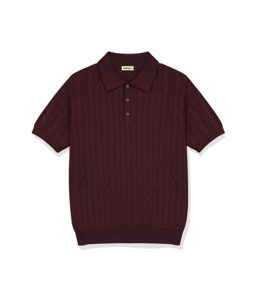 ANEWBROS（アニュブロス）の「ハオンケーブルボタンカラー半袖ニット4カラー[ANSK_1001]（Tシャツ/カットソー・レディース・グリーン/バーガンディー/ネイビー/ブラック・LARGE/X-LARGE/SMALL/MEDIUM）」の5枚目の写真