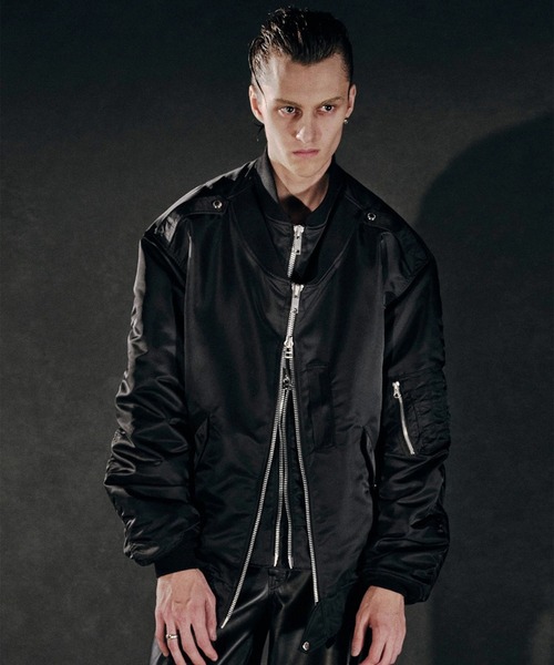 JOHN LAWRENCE SULLIVAN】NYLON TWILL DOUBLE FRONT BOMBER JACKET（MA