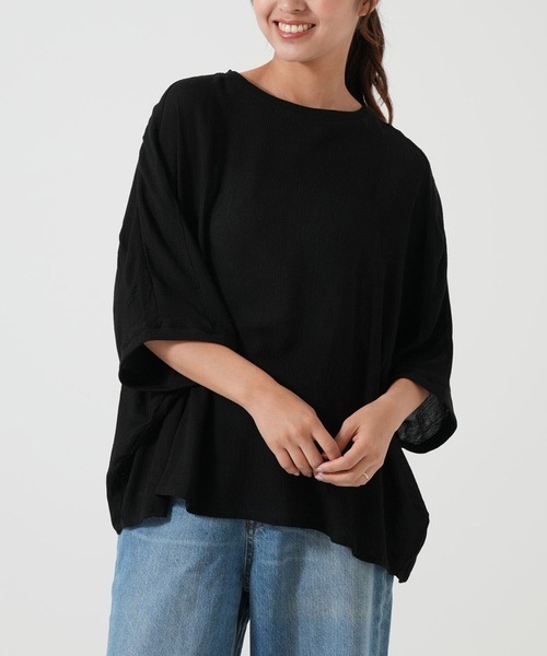 HEART MARKET(ハートマーケット)の「さらっと快適Tシャツブラウス(Tシャツ/カットソー・レディース・カーキ/ブラック/ネイビー系/パープル系・FREE)」の1枚目の写真