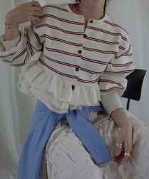 WILLFULLY（ウィルフリー）の「hem ruffle frill knit cardigan（Tシャツ/カットソー）」