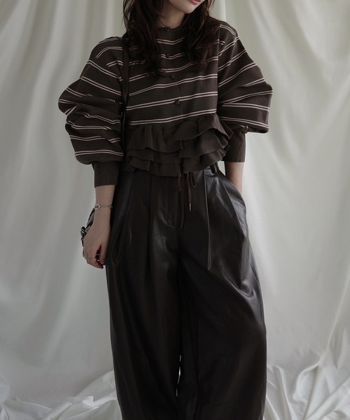 WILLFULLY(ウィルフリー)の「hem ruffle frill knit cardigan(Tシャツ/カットソー・レディース・ブラック/ブラウン/ライトブルー/レッド/アイボリー・FREE)」の15枚目の写真