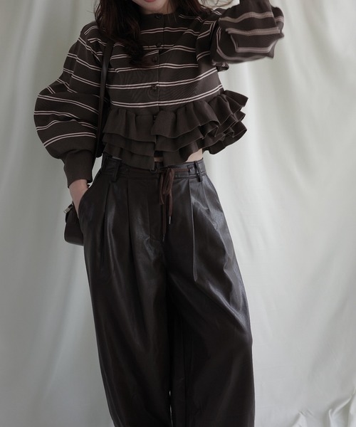 WILLFULLY(ウィルフリー)の「hem ruffle frill knit cardigan(Tシャツ/カットソー・レディース・ブラック/ブラウン/ライトブルー/レッド/アイボリー・FREE)」の19枚目の写真