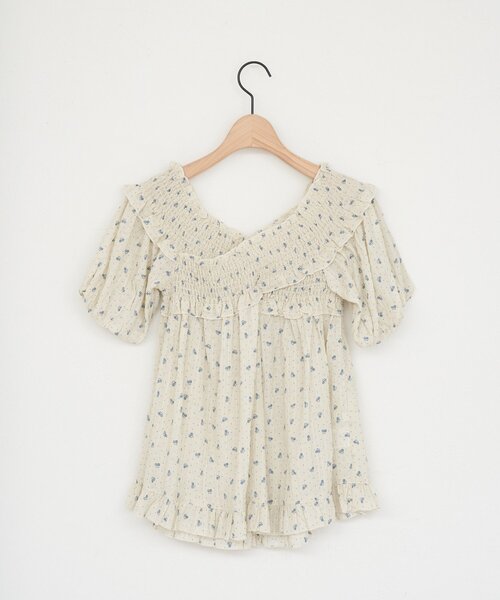 DISCOAT(ディスコート)の「【umm.】花柄シャーリングブラウス(シャツ/ブラウス・レディース・アイボリー/ネイビー/ブラック・FREE)」の22枚目の写真