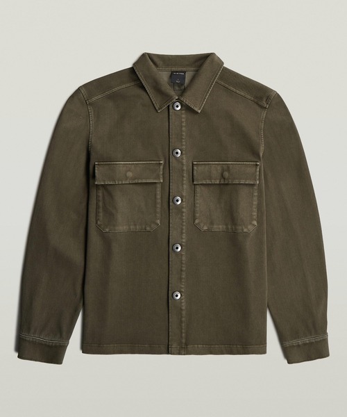 G-STAR(ジースター)の「Washed HB Overshirt Sweater/ウォッシュド加工スウェットシャツジャケット(シャツ/ブラウス・メンズ・ダークブラック/グリーン系その他・X-SMALL/SMALL/MEDIUM/LARGE)」の2枚目の写真