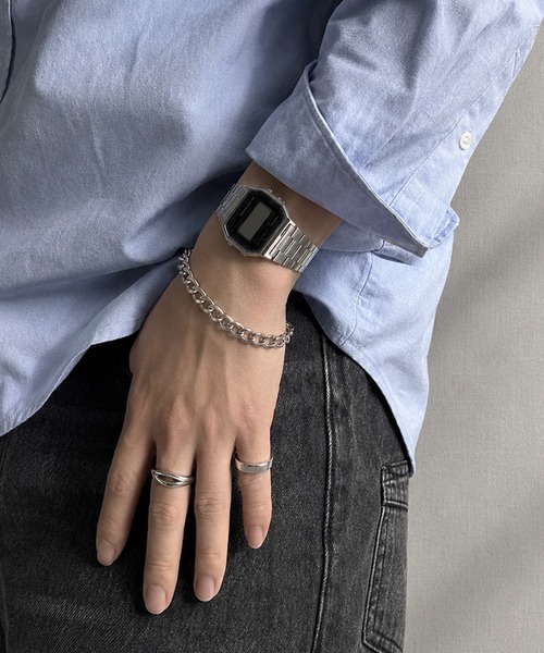NILWAY(ニルウェイ)の「ステンレス スリム&ワイドマルチチェーンブレスレット(ブレスレット・メンズ・シルバー系その他2/シルバー系その他3/シルバー・FREE)」の3枚目の写真