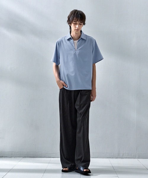 ASTRONOMY(アストロノミー)の「タックワイドストライプTRスラックス(スラックス・メンズ・ブラック系/グレー系・S/M/L/XL)」の7枚目の写真