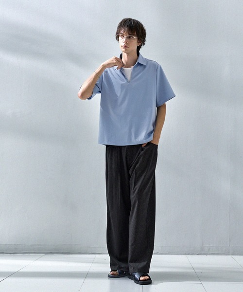 ASTRONOMY(アストロノミー)の「タックワイドストライプTRスラックス(スラックス・メンズ・ブラック系/グレー系・S/M/L/XL)」の9枚目の写真