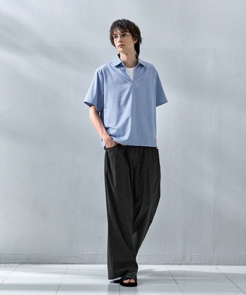 ASTRONOMY(アストロノミー)の「タックワイドストライプTRスラックス(スラックス・メンズ・ブラック系/グレー系・S/M/L/XL)」の8枚目の写真
