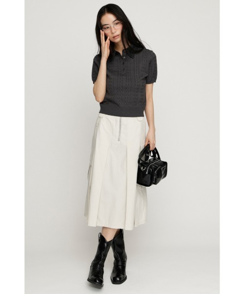 SLY(スライ)の「COLLAR DOCKING KNIT TOPS カラードッキングニットトップス 夏服 秋服(ニット/セーター・レディース・グレー/アイボリー/ダークパープル/ブラック・FREE)」の18枚目の写真