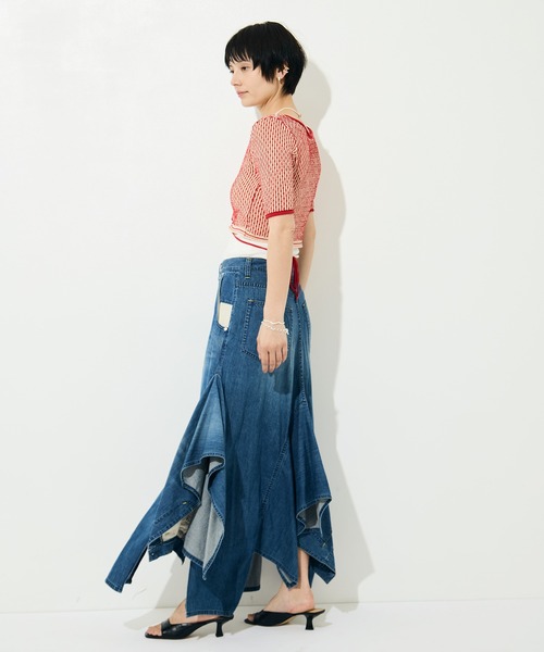 muller of yoshiokubo（ミュラーオブヨシオクボ）の「[muller of yoshiokubo/ミュラー オブ ヨシオクボ]RIPPLE LACE-UP KNIT（ニット/セーター・レディース・レッド/ブラック・S）」の10枚目の写真
