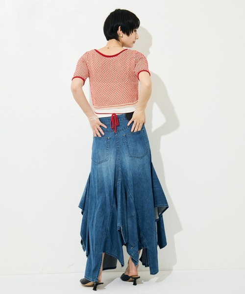 muller of yoshiokubo（ミュラーオブヨシオクボ）の「[muller of yoshiokubo/ミュラー オブ ヨシオクボ]RIPPLE LACE-UP KNIT（ニット/セーター・レディース・レッド/ブラック・S）」の11枚目の写真