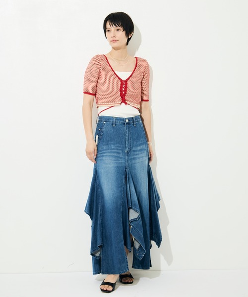 muller of yoshiokubo（ミュラーオブヨシオクボ）の「[muller of yoshiokubo/ミュラー オブ ヨシオクボ]RIPPLE LACE-UP KNIT（ニット/セーター・レディース・レッド/ブラック・S）」の9枚目の写真