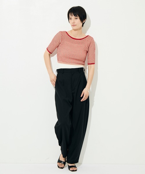 muller of yoshiokubo（ミュラーオブヨシオクボ）の「[muller of yoshiokubo/ミュラー オブ ヨシオクボ]RIPPLE LACE-UP KNIT（ニット/セーター・レディース・レッド/ブラック・S）」の15枚目の写真