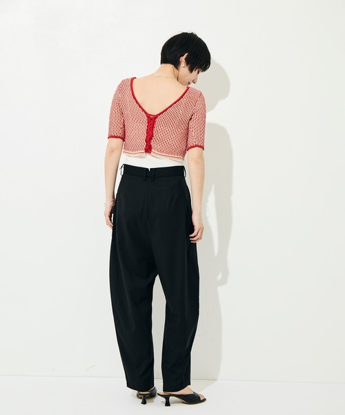 muller of yoshiokubo（ミュラーオブヨシオクボ）の「[muller of yoshiokubo/ミュラー オブ ヨシオクボ]RIPPLE LACE-UP KNIT（ニット/セーター・レディース・レッド/ブラック・S）」の17枚目の写真