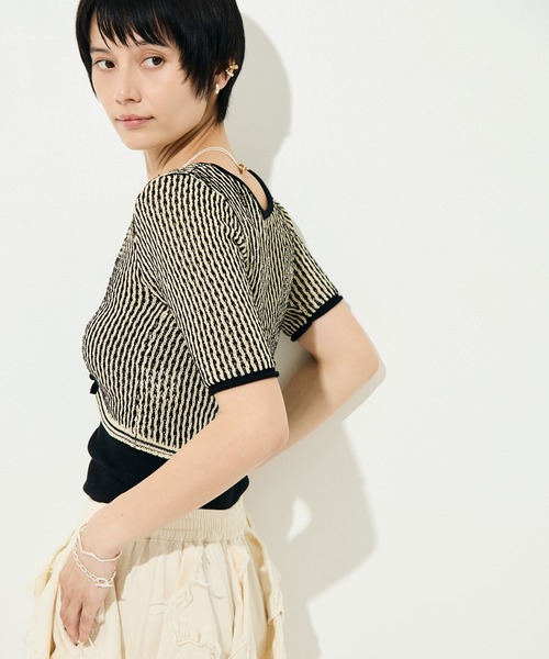 muller of yoshiokubo（ミュラーオブヨシオクボ）の「[muller of yoshiokubo/ミュラー オブ ヨシオクボ]RIPPLE LACE-UP KNIT（ニット/セーター・レディース・レッド/ブラック・S）」の20枚目の写真