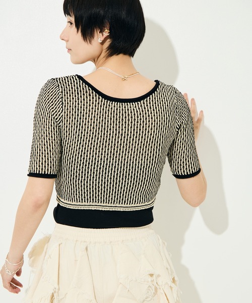 muller of yoshiokubo（ミュラーオブヨシオクボ）の「[muller of yoshiokubo/ミュラー オブ ヨシオクボ]RIPPLE LACE-UP KNIT（ニット/セーター・レディース・レッド/ブラック・S）」の21枚目の写真