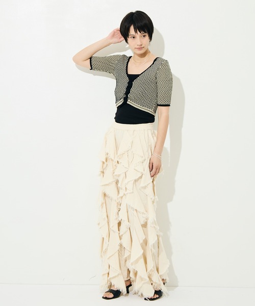muller of yoshiokubo（ミュラーオブヨシオクボ）の「[muller of yoshiokubo/ミュラー オブ ヨシオクボ]RIPPLE LACE-UP KNIT（ニット/セーター・レディース・レッド/ブラック・S）」の22枚目の写真