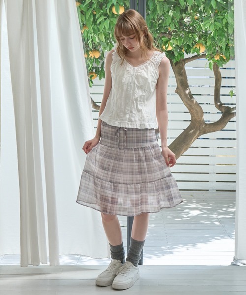 Birthday room(バースデイルーム)の「フリルギャザーノースリーブBL/Frilled gathered sleeveless BL(シャツ/ブラウス・レディース・ネイビー/ホワイト/ミント・FREE)」の10枚目の写真