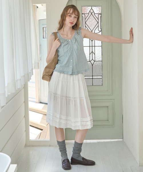 Birthday room(バースデイルーム)の「フリルギャザーノースリーブBL/Frilled gathered sleeveless BL(シャツ/ブラウス・レディース・ネイビー/ホワイト/ミント・FREE)」の19枚目の写真