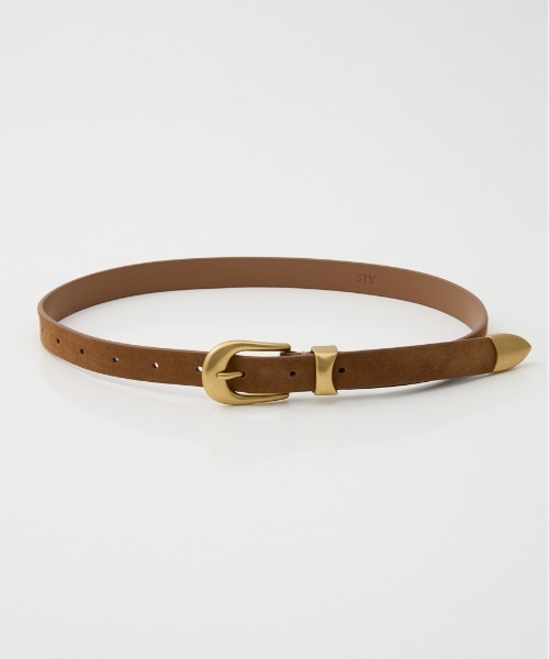 SLY(スライ)の「ROUND BUCKLE COW LEATHER BELT ラウンドバックルカウレザーベルト 夏服 秋服(ベルト・レディース・ベージュ/ブラック・FREE)」の1枚目の写真