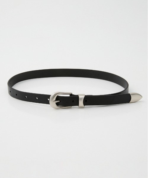 SLY(スライ)の「ROUND BUCKLE COW LEATHER BELT ラウンドバックルカウレザーベルト 夏服 秋服(ベルト・レディース・ベージュ/ブラック・FREE)」の2枚目の写真