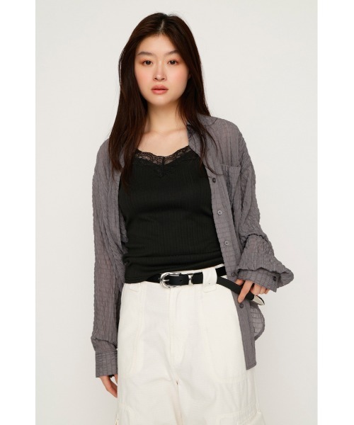 SLY(スライ)の「ROUND BUCKLE COW LEATHER BELT ラウンドバックルカウレザーベルト 夏服 秋服(ベルト・レディース・ベージュ/ブラック・FREE)」の4枚目の写真