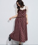 mysty woman(ミスティウーマン)の切り替えチェックレースキャミワンピース 1046907