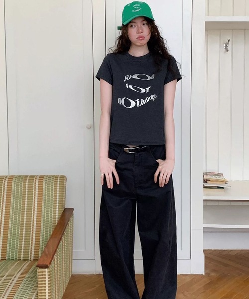 AsheKsha（アシクシャ）の「プリント半袖トップス（Tシャツ/カットソー・レディース・グレー・M）」の4枚目の写真