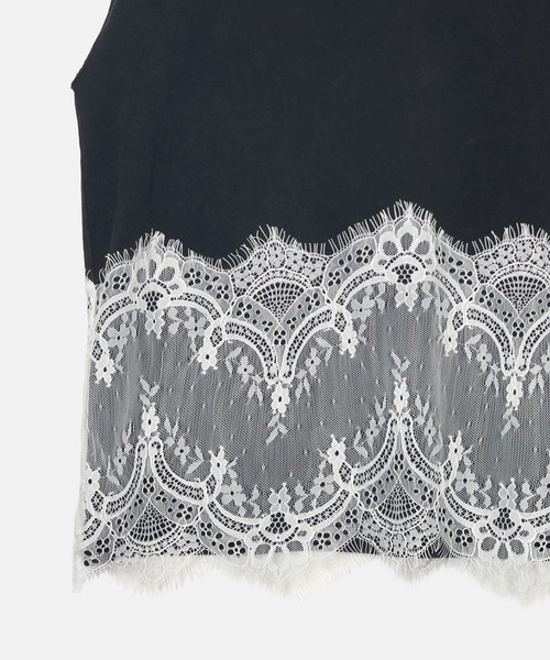 LE CIEL BLEU（ルシェルブルー）の「レースディテールスリーブレスTシャツ / Lace Detail Sleeveless T-Shirt（シャツ/ブラウス・レディース・ブラック/ライトグレー・36）」の10枚目の写真