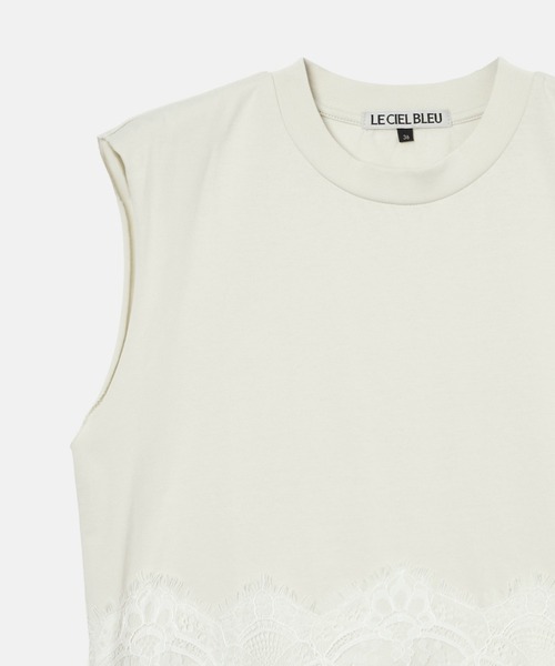 LE CIEL BLEU（ルシェルブルー）の「レースディテールスリーブレスTシャツ / Lace Detail Sleeveless T-Shirt（シャツ/ブラウス・レディース・ブラック/ライトグレー・36）」の19枚目の写真