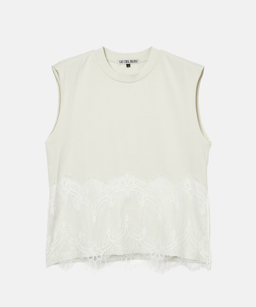 LE CIEL BLEU（ルシェルブルー）の「レースディテールスリーブレスTシャツ / Lace Detail Sleeveless T-Shirt（シャツ/ブラウス・レディース・ブラック/ライトグレー・36）」の18枚目の写真