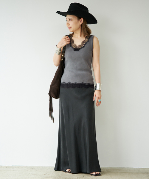 Deuxieme Classe(ドゥーズィエムクラス)の「Lace Rib タンクトップ(Tシャツ/カットソー・レディース・ブラック系その他/ブラック・FREE)」の12枚目の写真