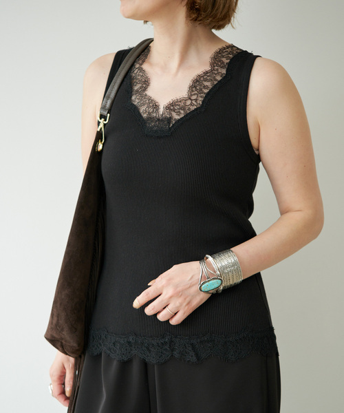 Deuxieme Classe(ドゥーズィエムクラス)の「Lace Rib タンクトップ(Tシャツ/カットソー・レディース・ブラック系その他/ブラック・FREE)」の13枚目の写真