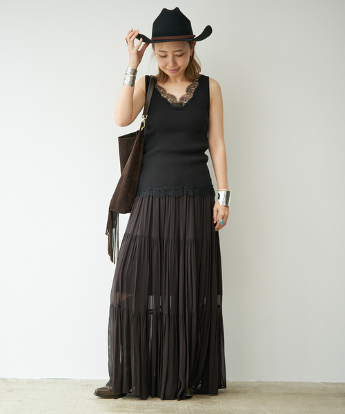 Deuxieme Classe(ドゥーズィエムクラス)の「Lace Rib タンクトップ(Tシャツ/カットソー・レディース・ブラック系その他/ブラック・FREE)」の18枚目の写真