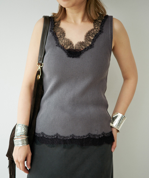 Deuxieme Classe(ドゥーズィエムクラス)の「Lace Rib タンクトップ(Tシャツ/カットソー・レディース・ブラック系その他/ブラック・FREE)」の19枚目の写真