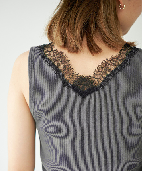 Deuxieme Classe(ドゥーズィエムクラス)の「Lace Rib タンクトップ(Tシャツ/カットソー・レディース・ブラック系その他/ブラック・FREE)」の22枚目の写真