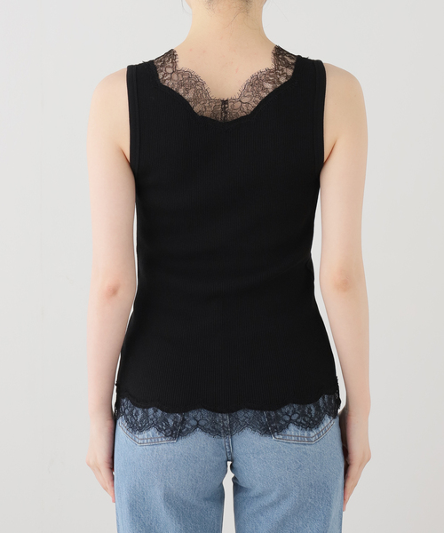 Deuxieme Classe(ドゥーズィエムクラス)の「Lace Rib タンクトップ(Tシャツ/カットソー・レディース・ブラック系その他/ブラック・FREE)」の3枚目の写真