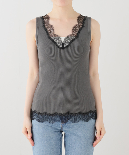 Deuxieme Classe(ドゥーズィエムクラス)の「Lace Rib タンクトップ(Tシャツ/カットソー・レディース・ブラック系その他/ブラック・FREE)」の9枚目の写真
