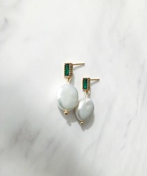 ラウンドバロック淡水パールビジューピアス