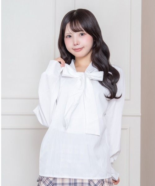 Mejoul（メジュール）の「【2026秋冬新作】ビッグボウタイリボン ボリュームスリーブブラウス（シャツ/ブラウス・レディース・ブラック/ホワイト・F）」の19枚目の写真