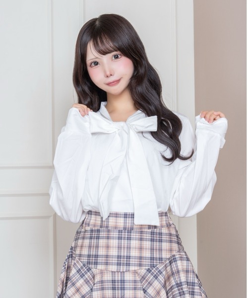 Mejoul（メジュール）の「【2026秋冬新作】ビッグボウタイリボン ボリュームスリーブブラウス（シャツ/ブラウス・レディース・ブラック/ホワイト・F）」の8枚目の写真