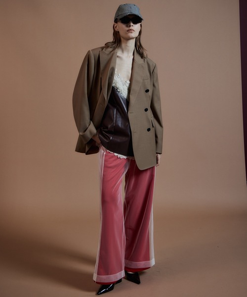 MAISON SPECIAL(メゾンスペシャル)の「Lace-Trim Vegan Leather Tunic/レーストリムヴィーガンレザーチュニック(チュニック・レディース・ブルー/ブラック/ブラウン・FREE)」の4枚目の写真